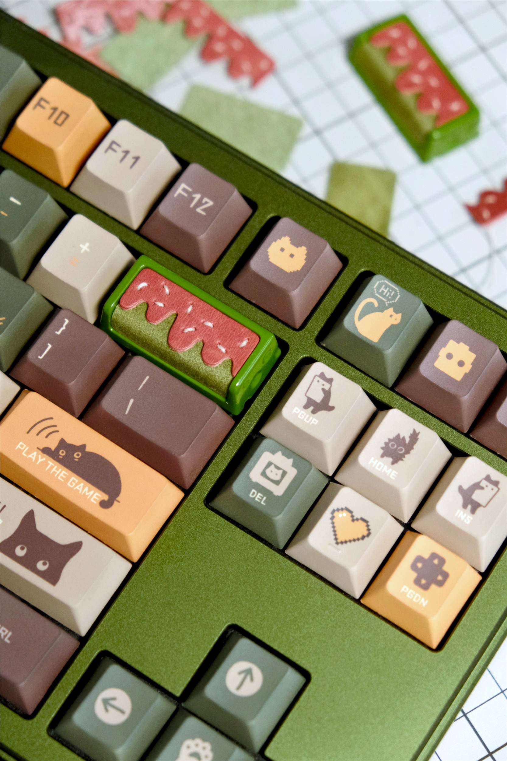 Delicious cake, 2U leather+resin personalized keycaps, mechanical keyboard decorative keycaps, food art creative keycaps