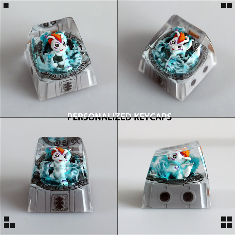 DigimonAdventure, Crystal drops of glue personalized keycaps, anime art keycaps, keyboard decorative keycaps