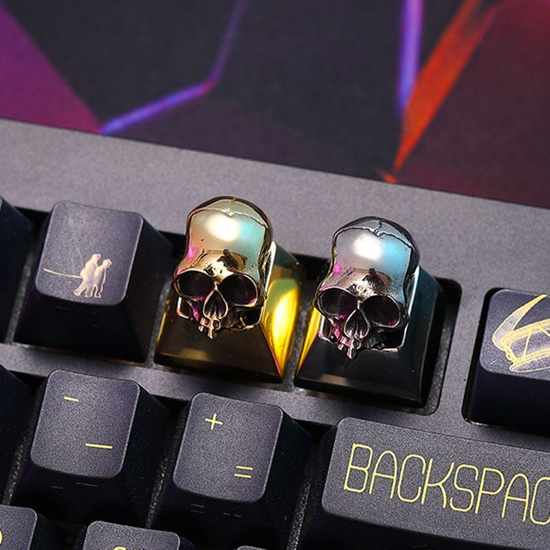 Pure copper skull, unique and niche metal keycaps, metal decorative keycaps, mechanical keyboard art keycaps