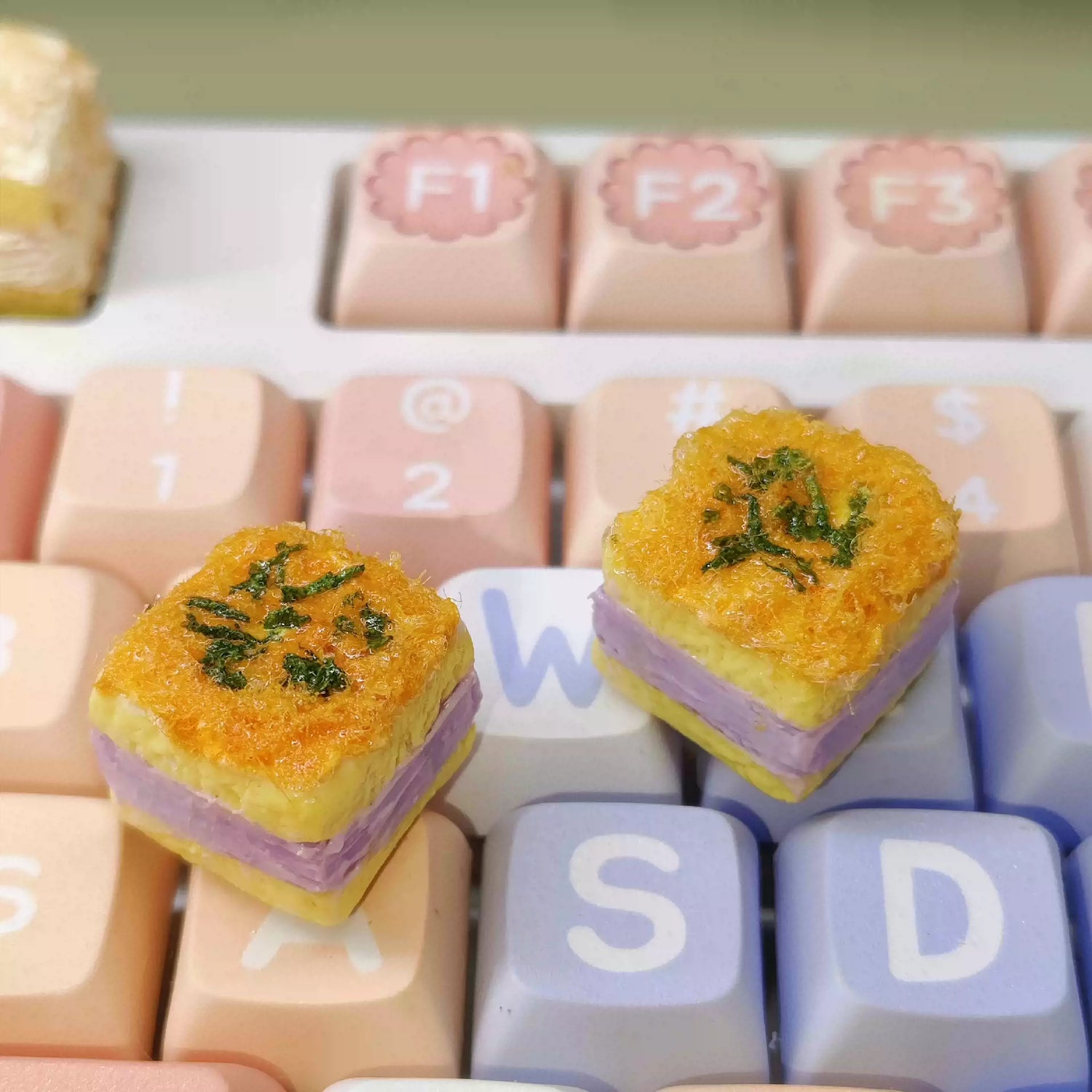Food Collection, Handmade Resin Clay, Stone Plastic Clay, Personalized Keycaps, Artisankeycaps, Mechanical Keyboard Decorative Keycaps.