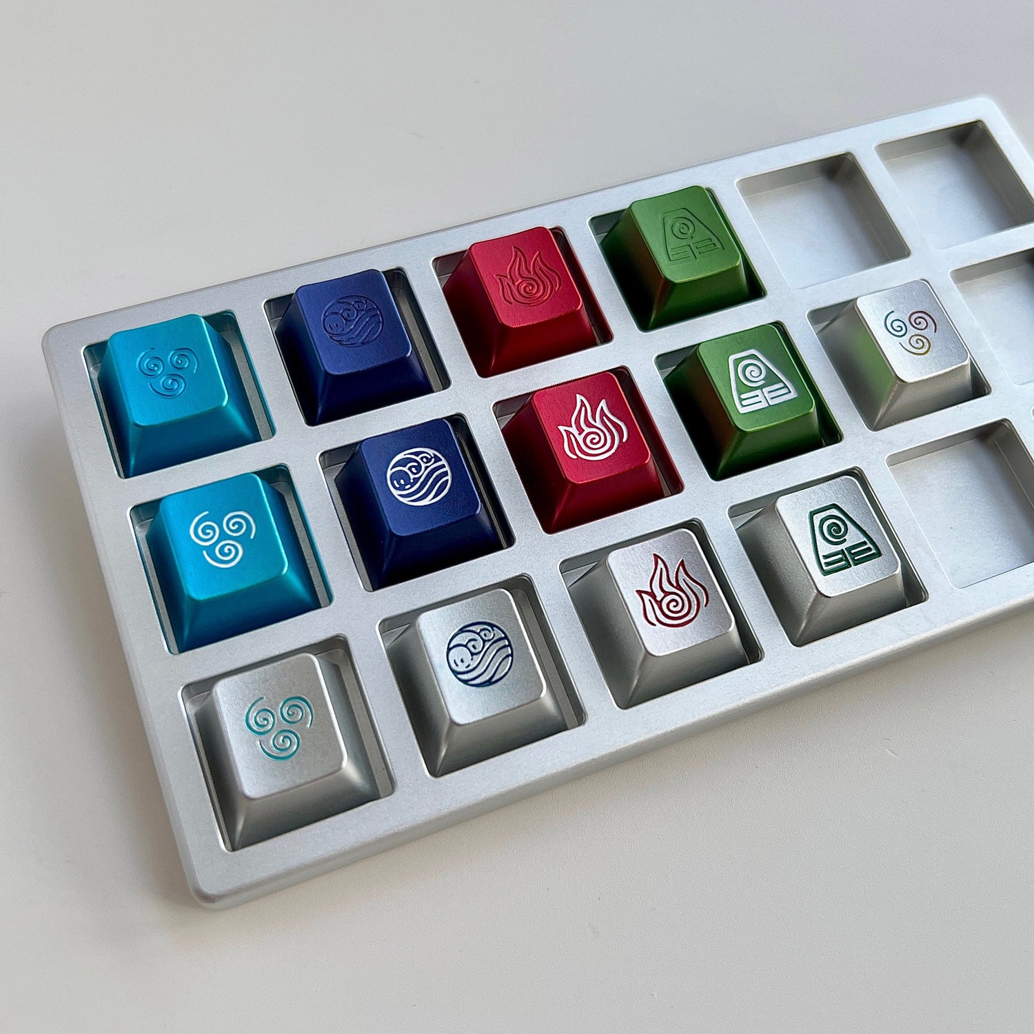 Elemental personality metal keycaps, original factory R4 height aluminum alloy, CNC aluminum metal keycaps, customized mechanical keyboard keycaps