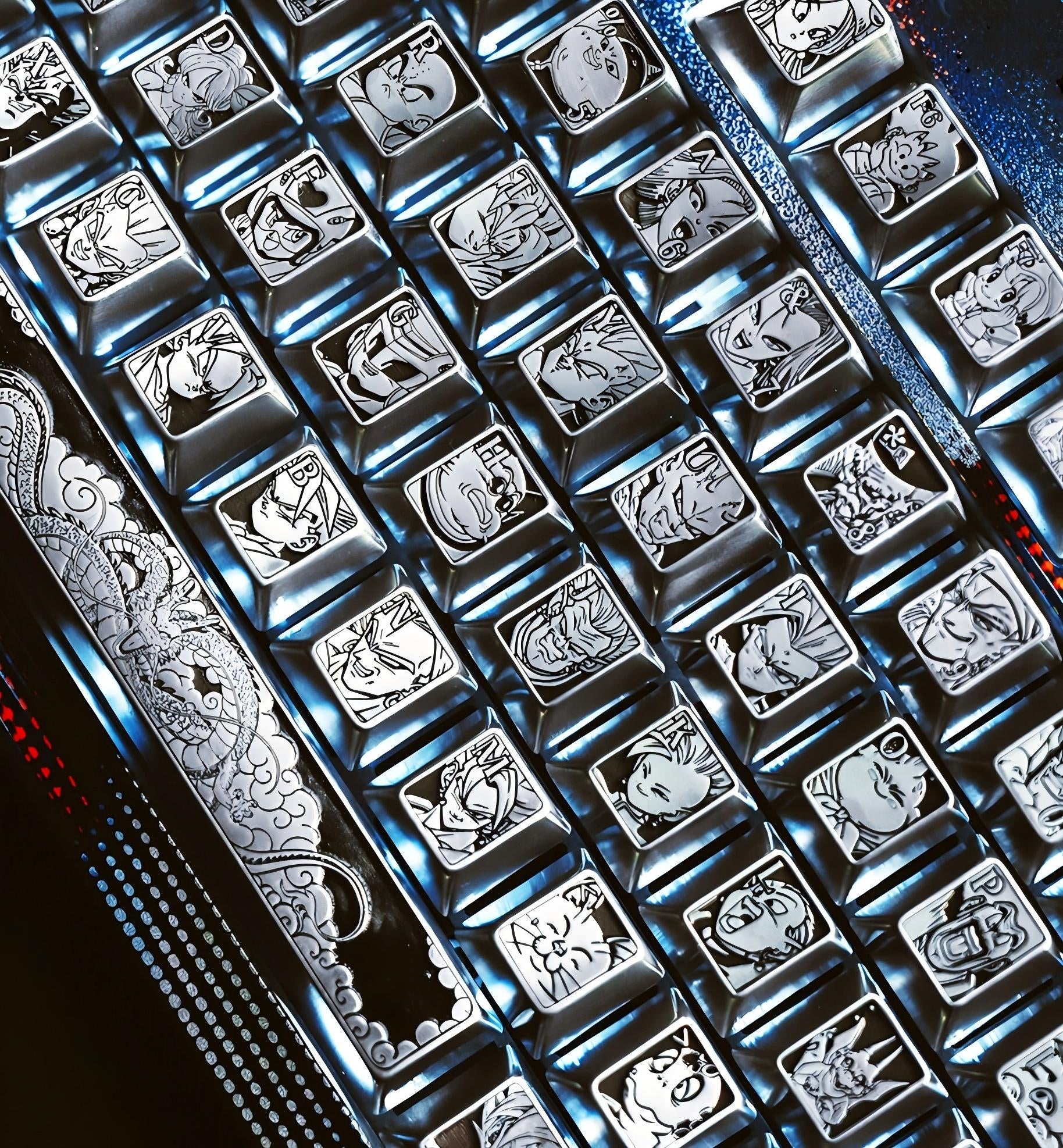 DRAGON BALL Character Complete Set, with a full set of 87 key personalized keycaps. Metals, zinc, aluminum, titanium. Anime game keycaps