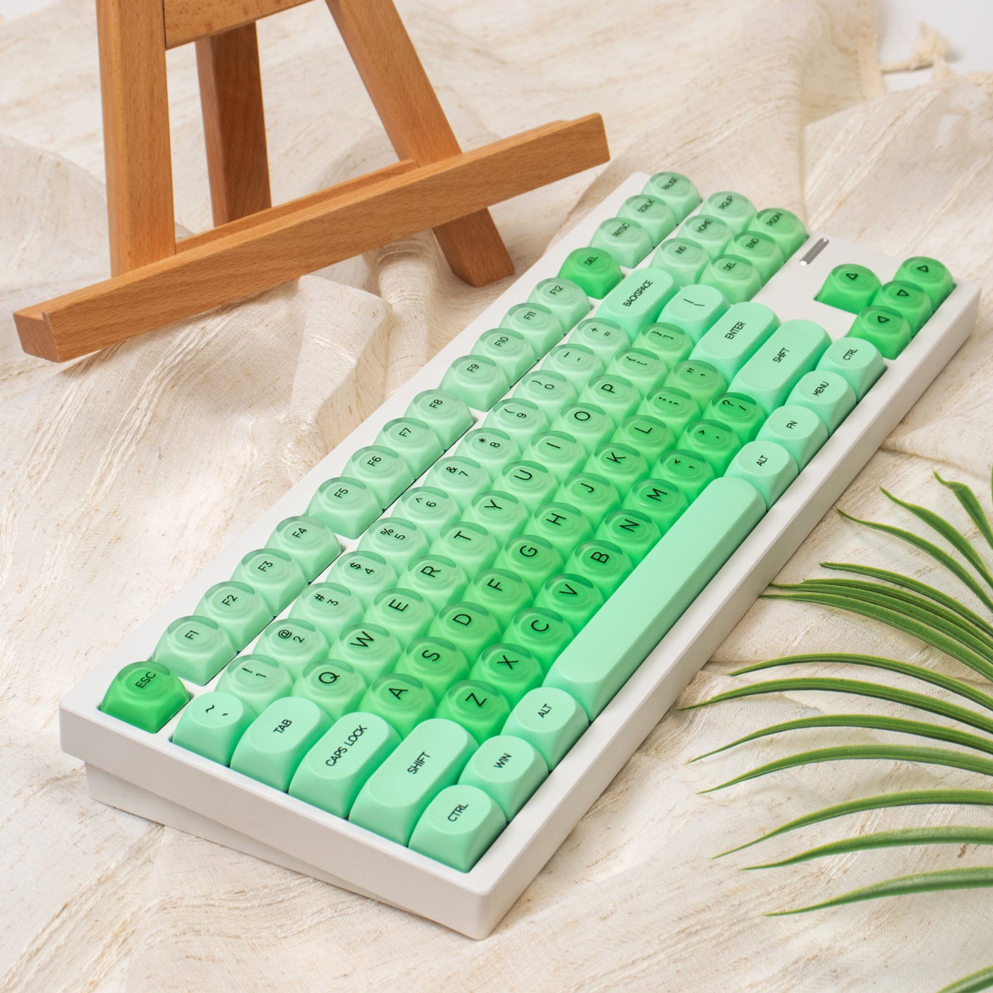 MOA High Green Jelly Cloud Gradient Keycap PBT+PC Cute Spherical Keycap Set