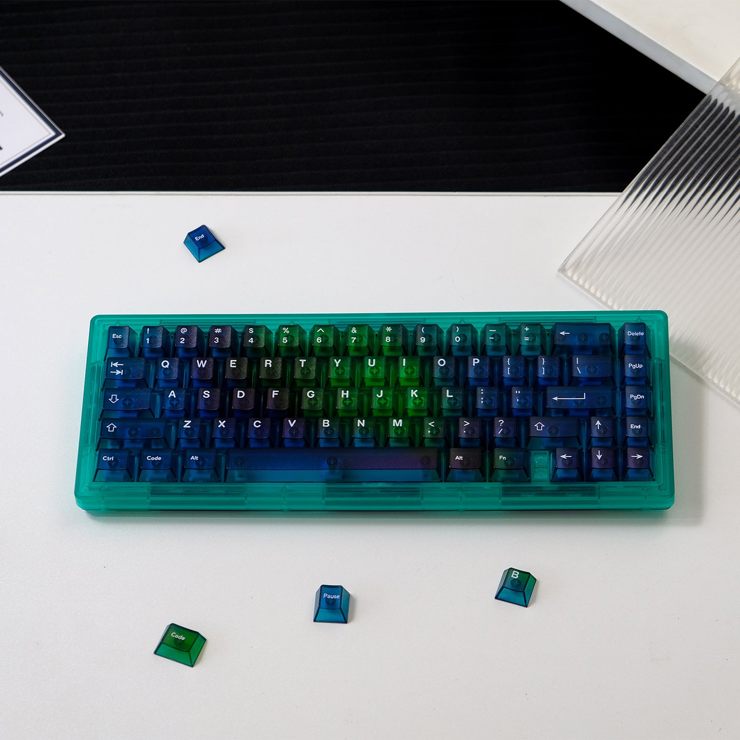 Gradient transparent PC material fog transparent keyboard keycaps customized ai3D technology factory height