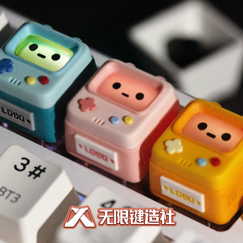 Retro gaming console translucent keycaps, personalized customization resin mechanical keyboard keycaps