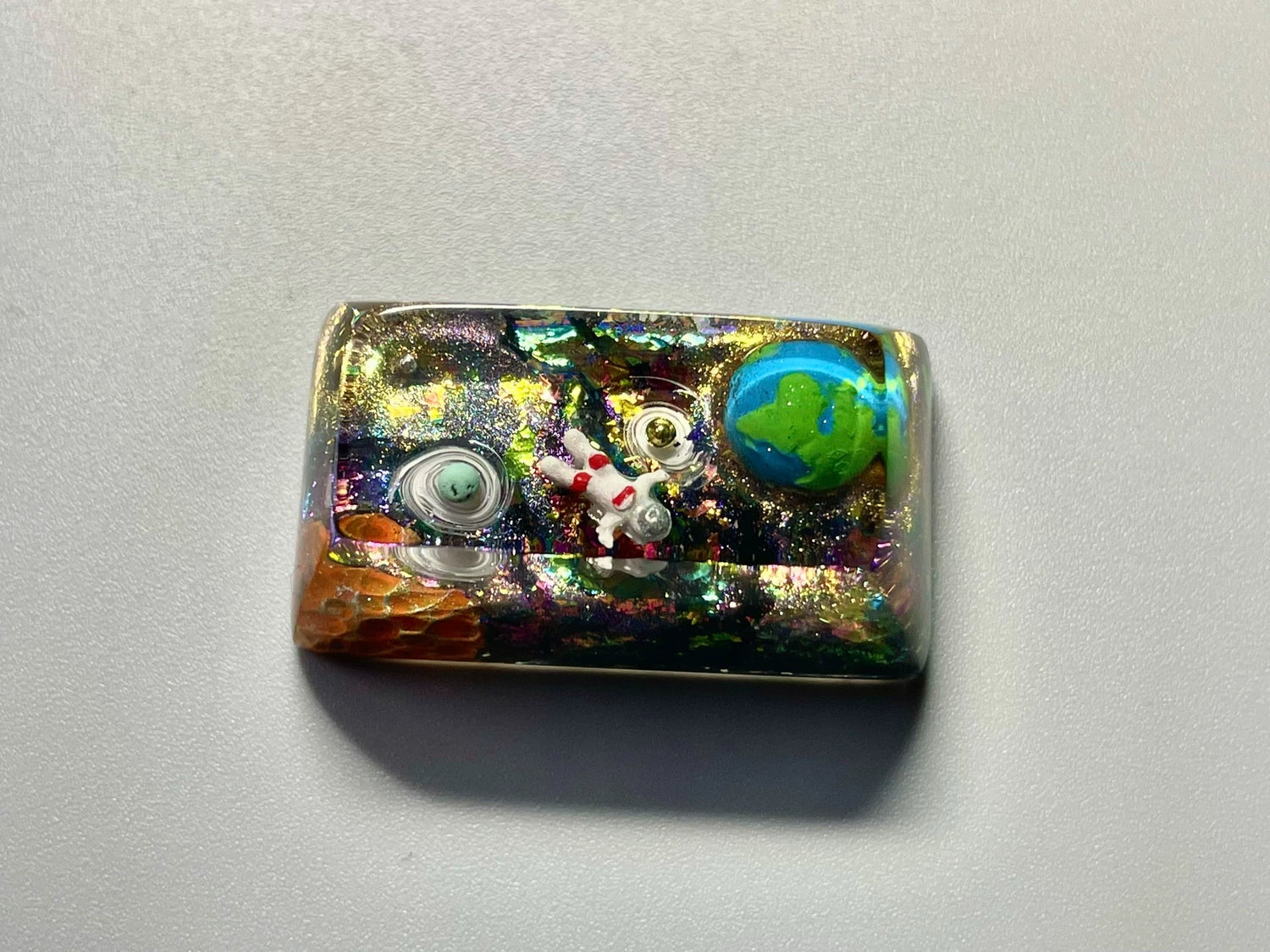 Space exploration theme for astronauts, Crystal drops of glue personalized keycaps, resin decorated keycaps
