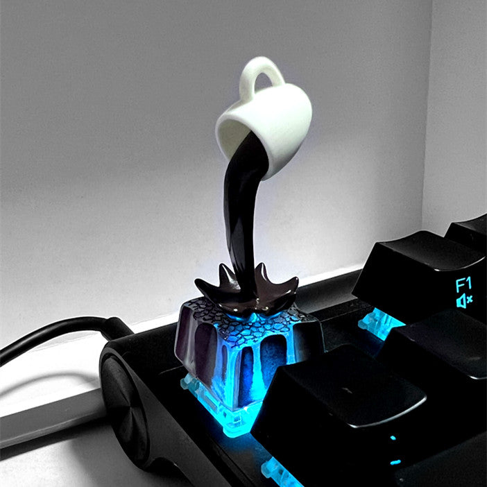 Flowing coffee personalized keycaps with transparent magnetic separation design and mechanical keycaps