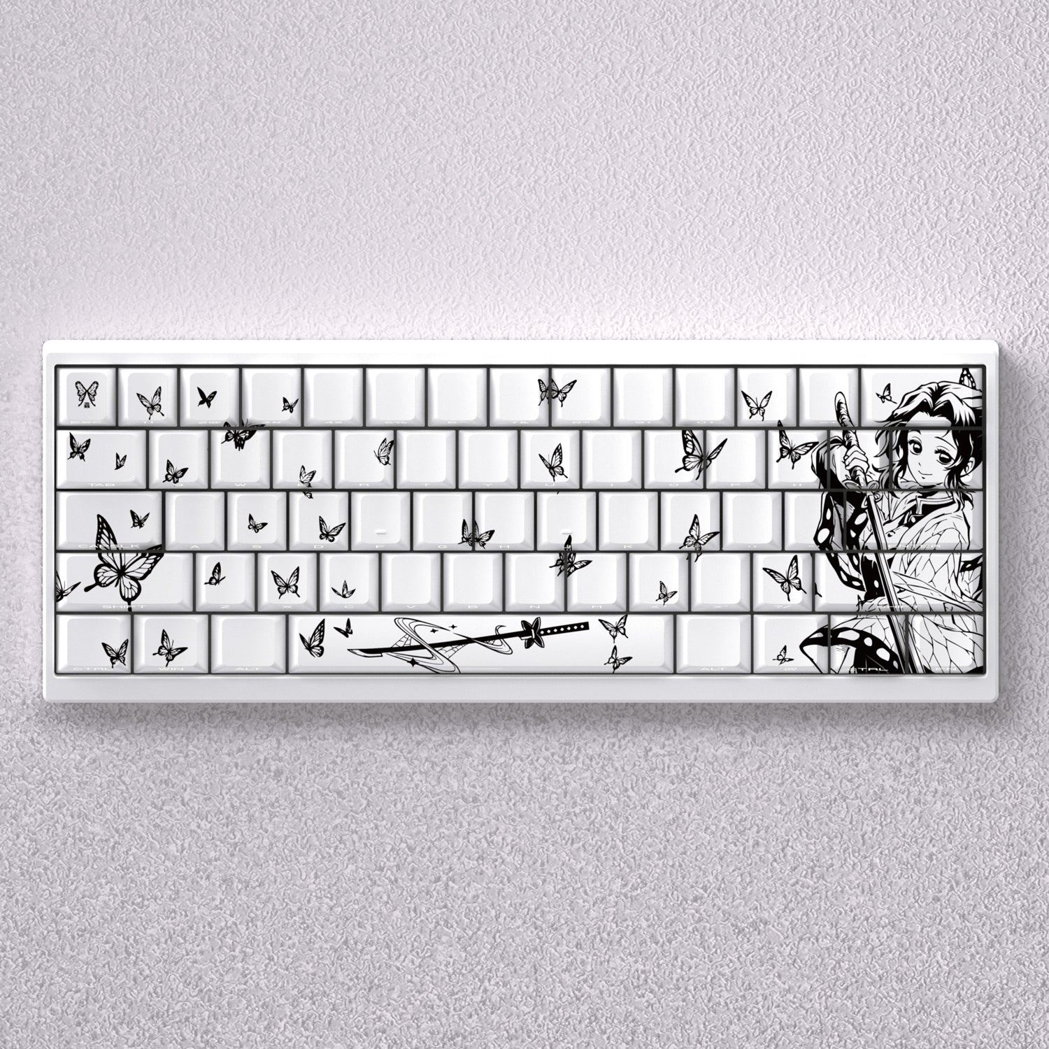 Demon Slayer: Kimetsu no Yaiba theme, Kochou Shinobu anime game creative personalized keycap set PBT material factory height Sublimation printing