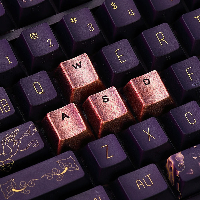 Wasd key position pure copper personalized engraved keycaps mechanical keyboard OEM height metal material decorative keycaps