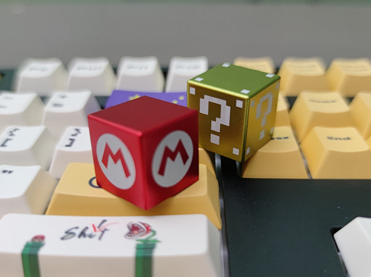 Mario question mark square box aluminum alloy anodized personalized metal mechanical keyboard keycap