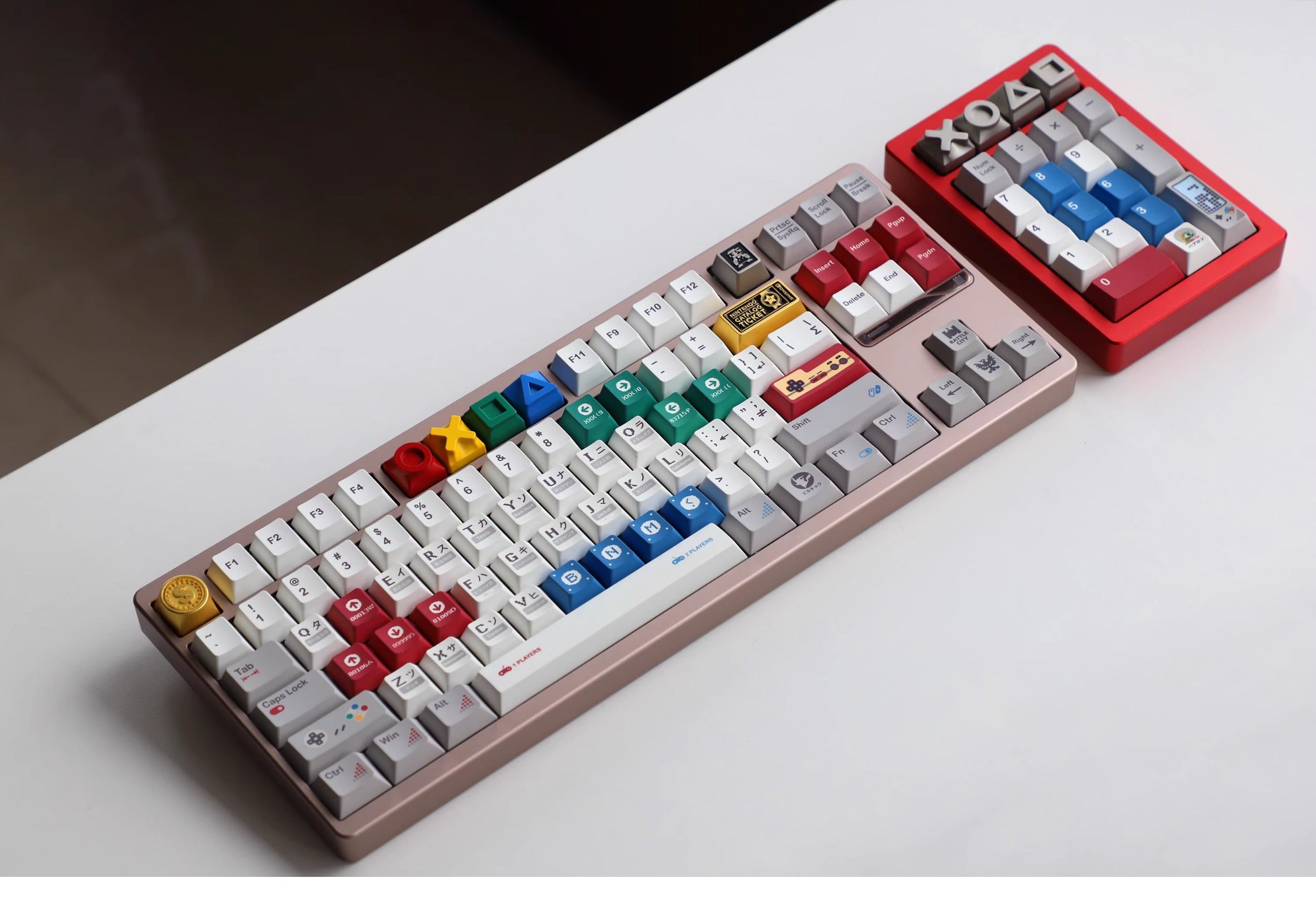 Metal keycaps, game console themed keycaps, mechanical keyboards, personalized keycaps, all metal game console keycaps, decorative keycaps