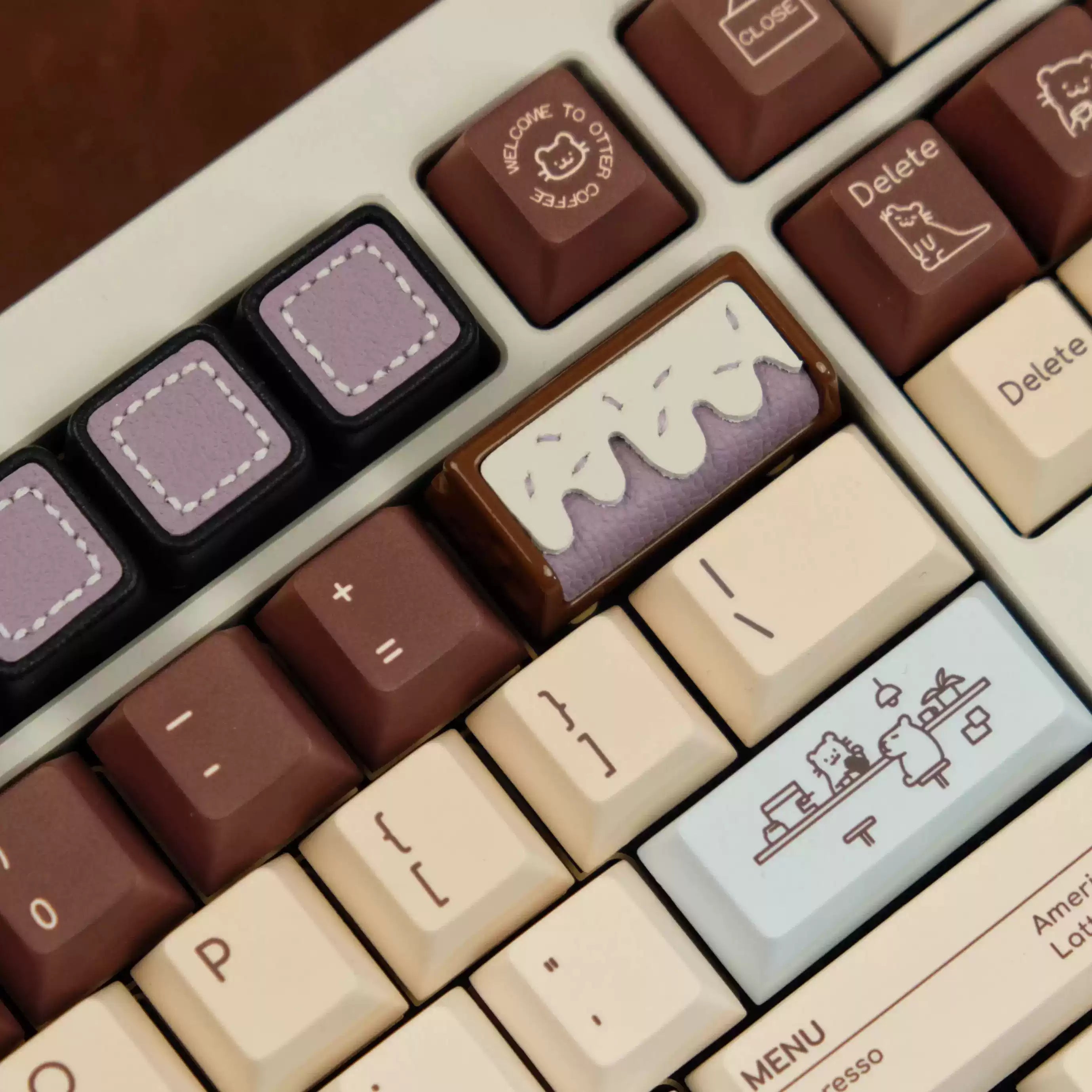 Delicious cake, 2U leather+resin personalized keycaps, mechanical keyboard decorative keycaps, food art creative keycaps