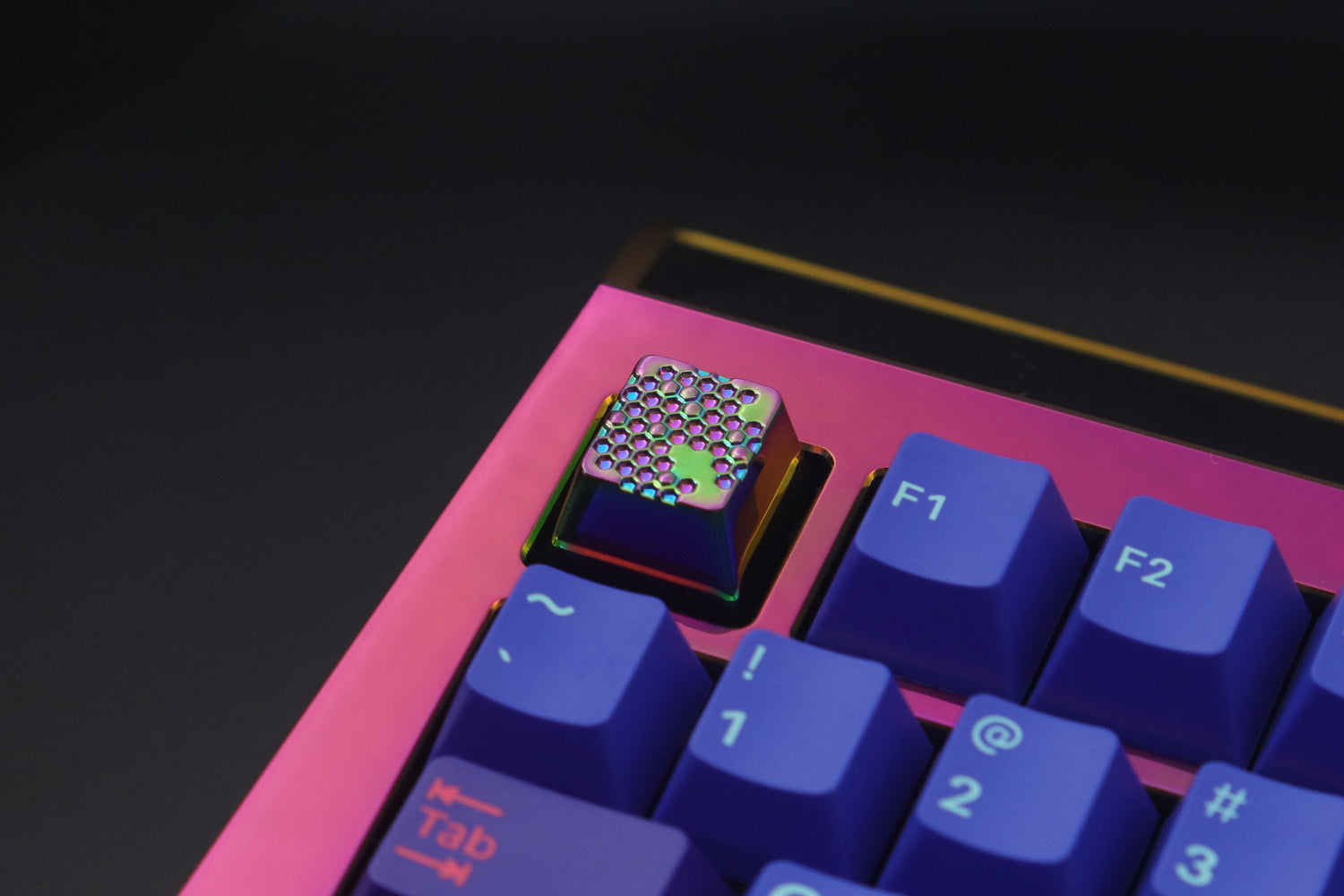 Prism honeycomb geometric art illusion silver plated zinc aluminum alloy metal personalized keycaps