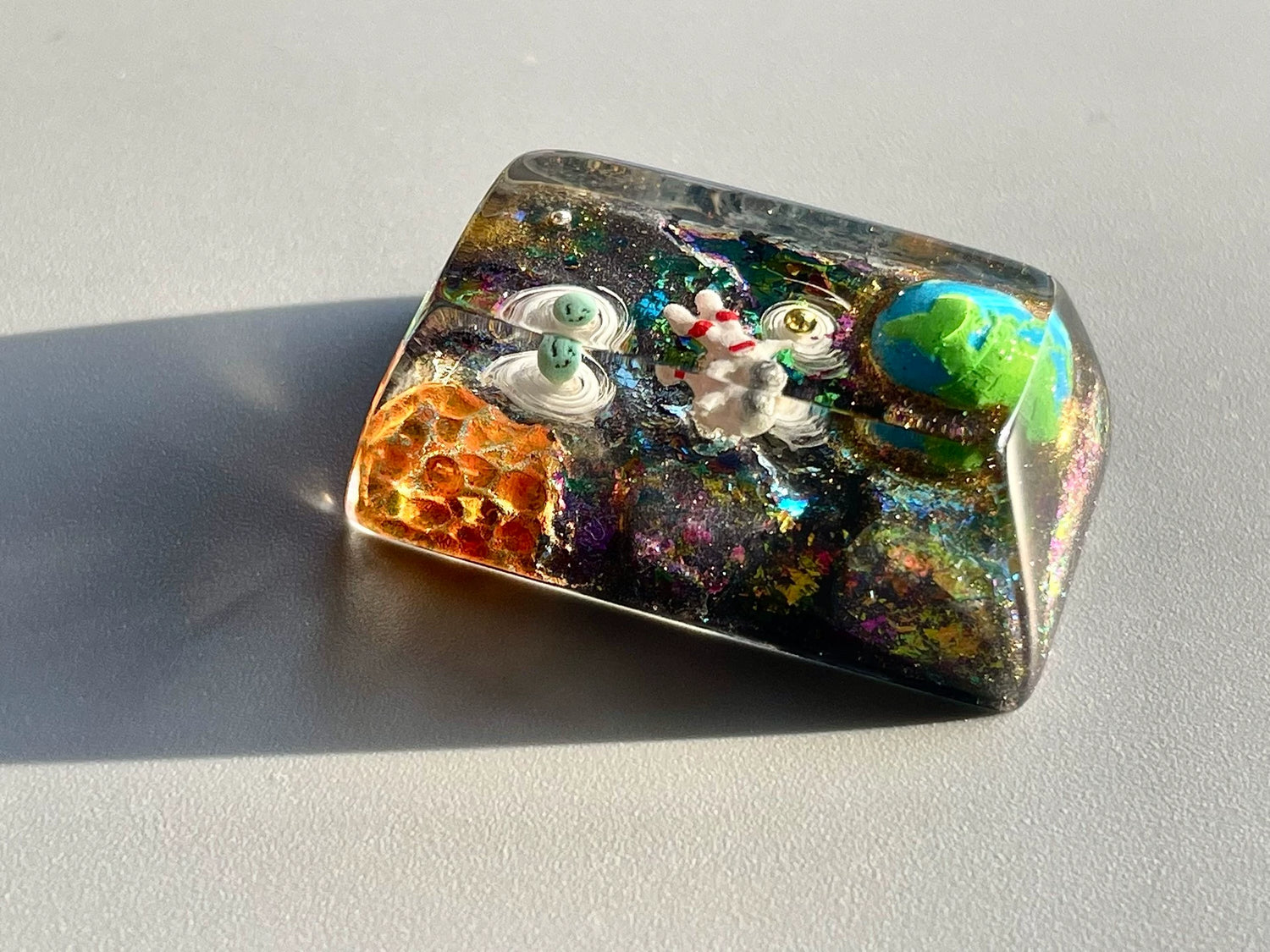 Space exploration theme for astronauts, Crystal drops of glue personalized keycaps, resin decorated keycaps