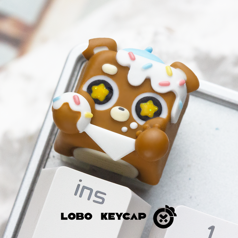 Ice cream bear, multi-color resin molded personalized keycaps, mechanical keyboard decorative keycaps