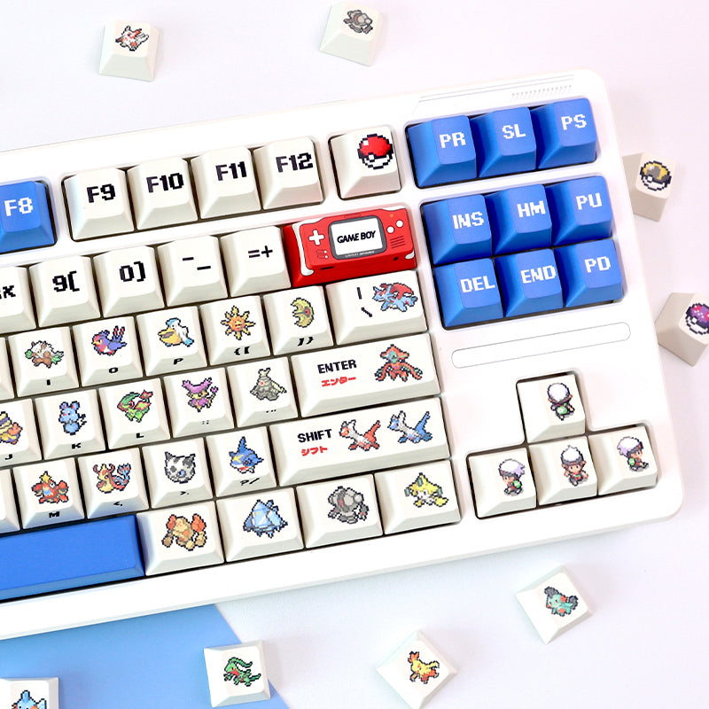 Pok é mon Theme Set Personalized Keycaps, Cute Pixel Style Mechanical Keyboard Cap PBT Five sided Heat Sublimation Original Factory Height