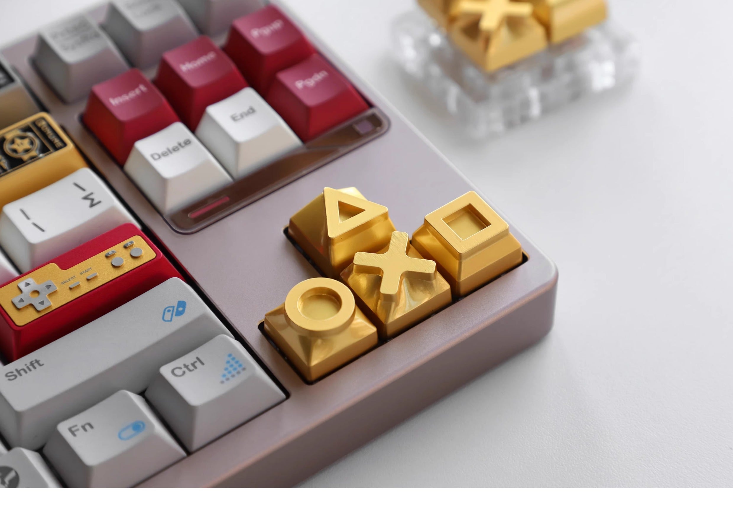Metal keycaps, game console themed keycaps, mechanical keyboards, personalized keycaps, all metal game console keycaps, decorative keycaps