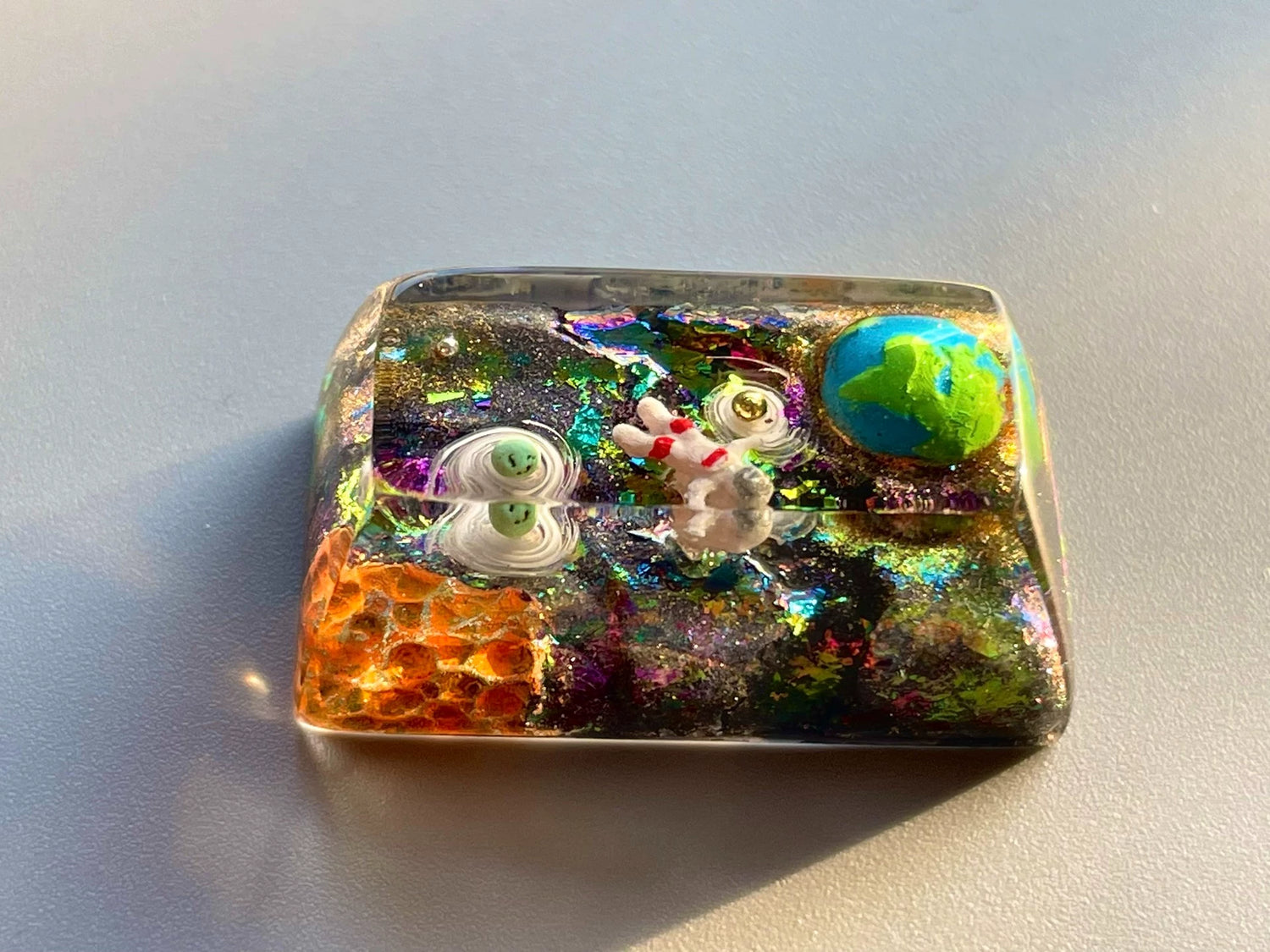 Space exploration theme for astronauts, Crystal drops of glue personalized keycaps, resin decorated keycaps