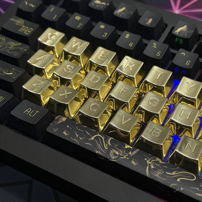 Pure copper OEM height keycap mechanical keyboard with 26 letters polished and used cross switch metal keycap