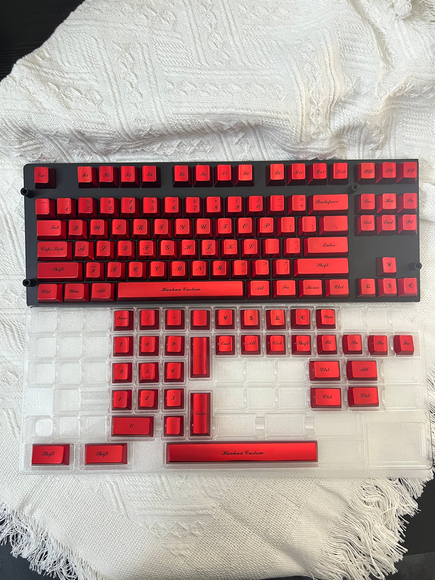 Metal electrophoretic red, floral font, metal set personalized keycap series.