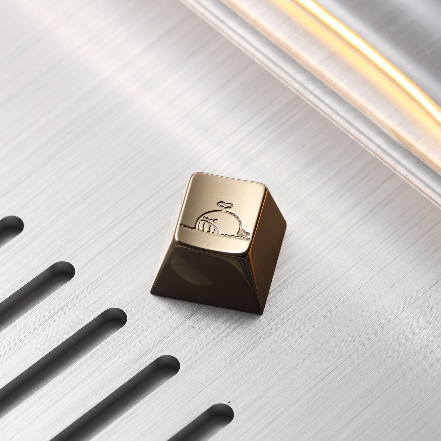 Whale minimalist design, metal carved personalized keycaps, creative decorative keycaps
