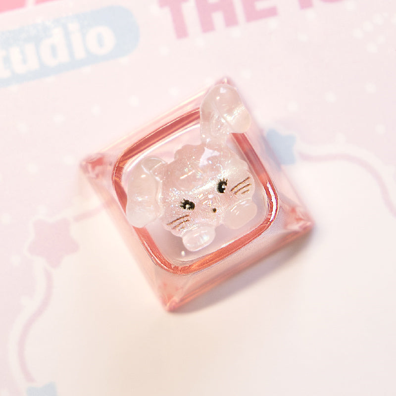 Mikko Transparent Keycaps Customized Fine Sparkling Pink Personalized Keycaps, Cute Pink Keyboard Decorative Keycaps