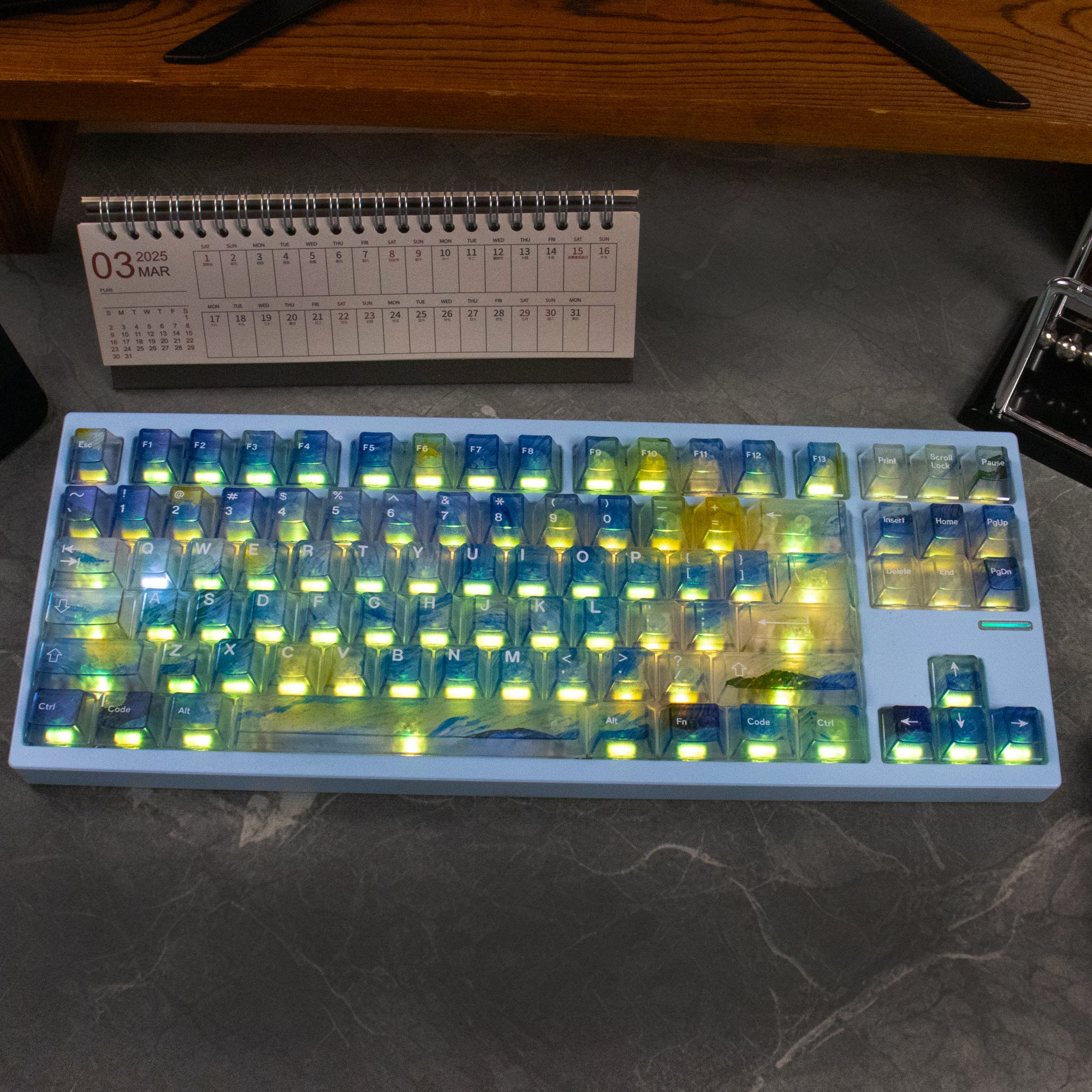 Gradient transparent PC material fog transparent keyboard keycaps customized ai3D technology factory height