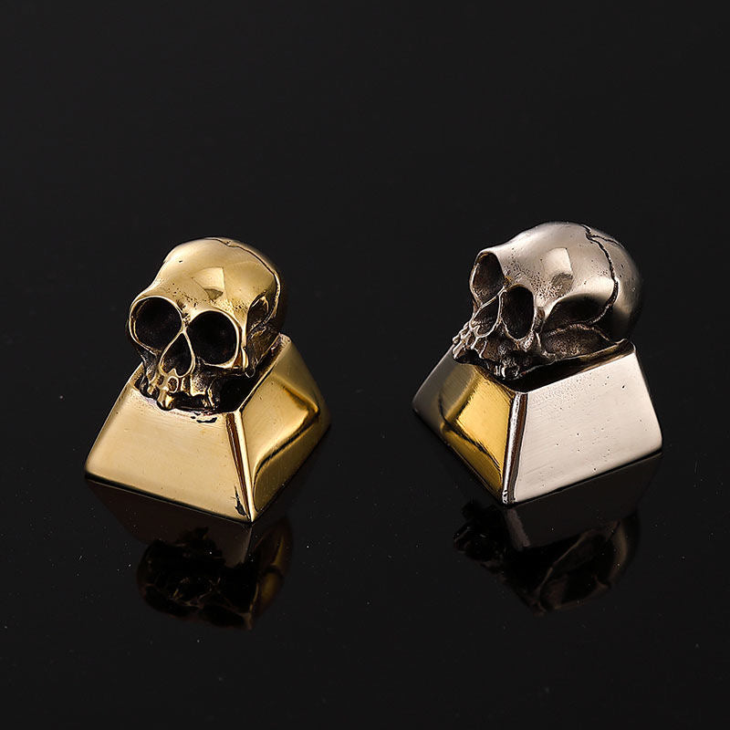 Pure copper skull, unique and niche metal keycaps, metal decorative keycaps, mechanical keyboard art keycaps