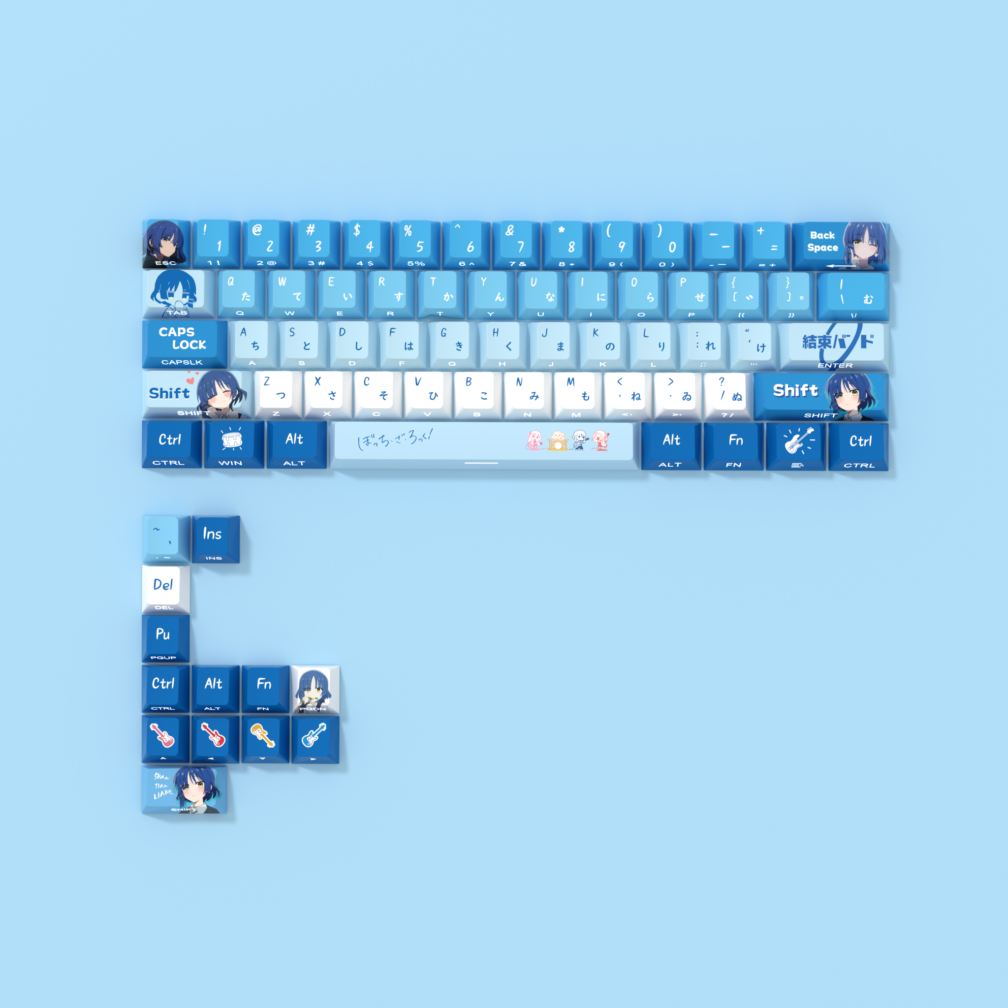 BOCCHI THE ROCK! Theme side engraved original translucent keycap small set PBT heat sublimation original height keycap set