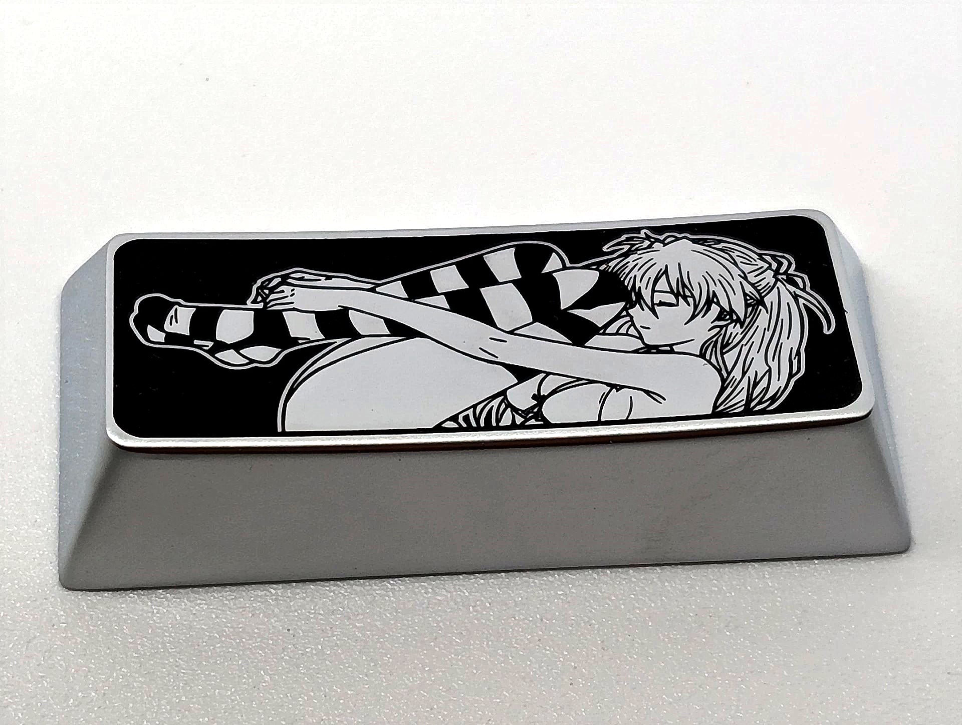 EVA, Asuka, 2.25U zinc alloy (customizable titanium alloy) personalized keycaps, anime and game creative decorative keycaps.