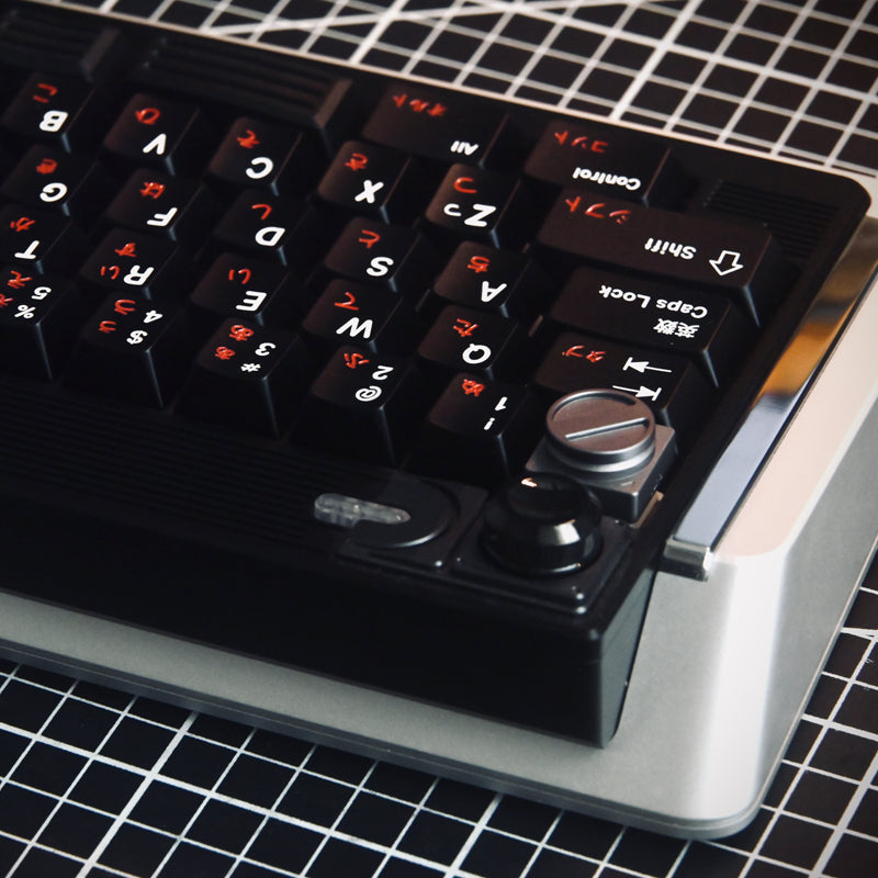 White on Black+special characters, aluminum alloy CNC, enamel coloring, all metal personalized keycaps, metal keycap set