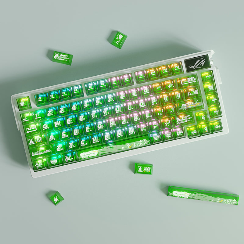 Shameless,Theme PC Transparent Material Set+2U Metal Backspace Key+1U Metal R4 Highly Personalized Keycap