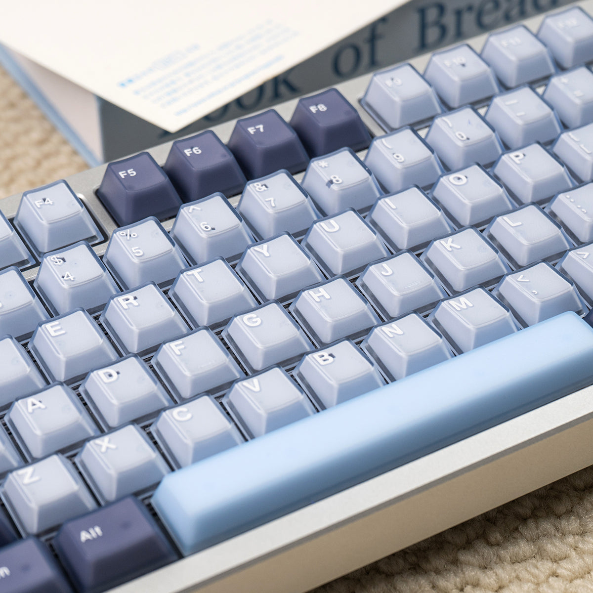 Blue coconut bubble semi transparent mechanical keyboard keycap complete set PBT+PC transparent factory height