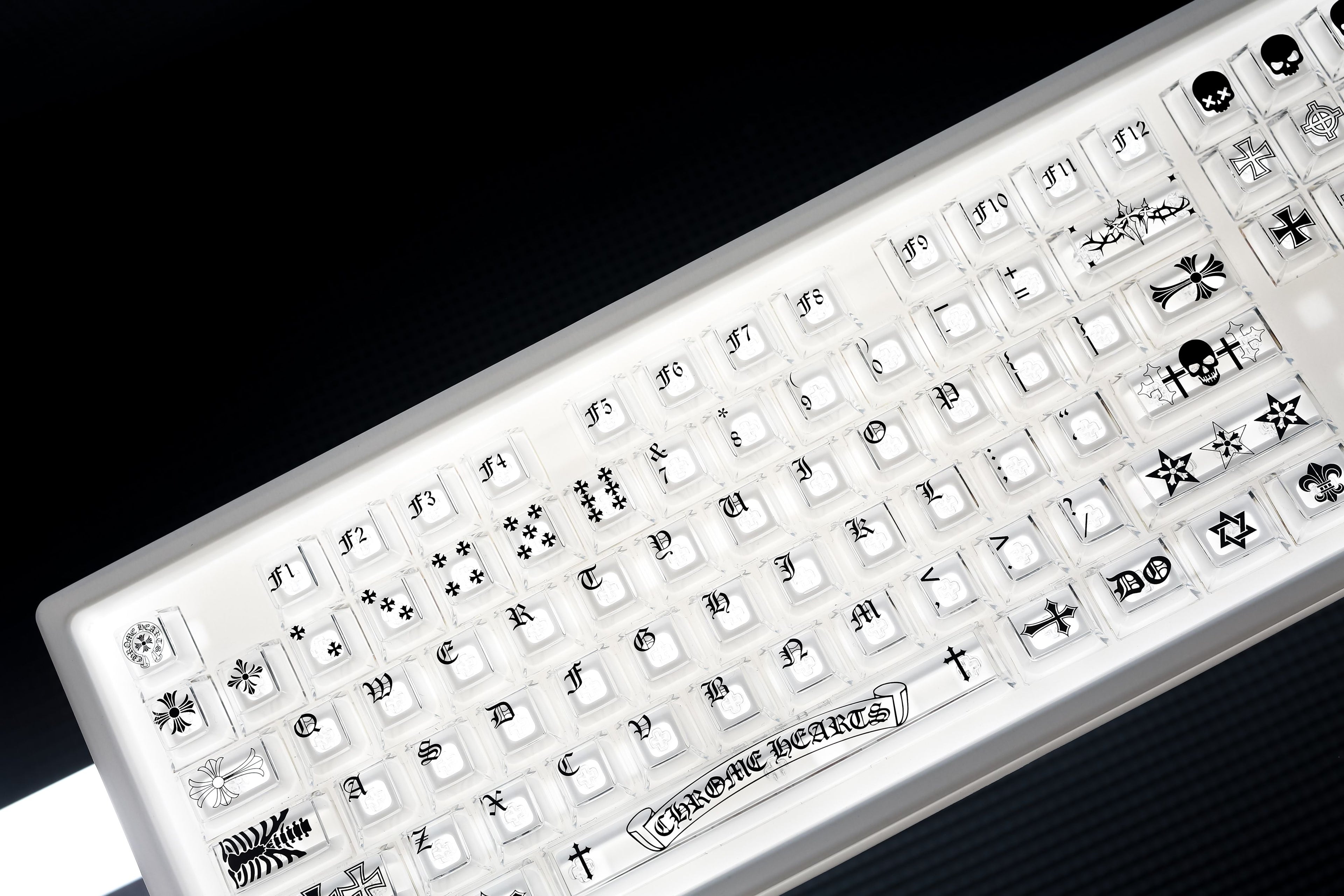 Chrome Hearts Crystal Jelly Keycaps, PC High Transparency Keycaps Transparent Theme Mechanical Keyboard Specific Keycaps, Fashion Trend Personalized Keycap Set