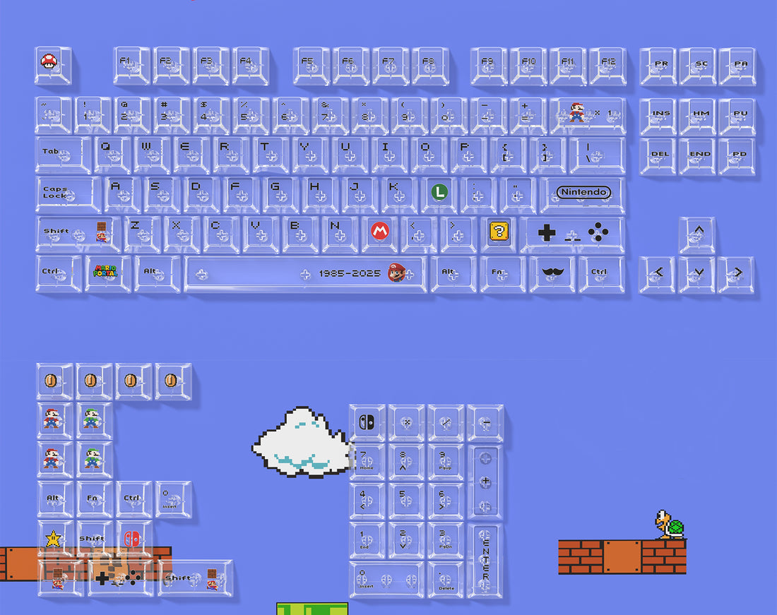 Super Mario Bros Theme, PC Transparent Original Sublimation Anime Game Creative Personalized Keycap Set