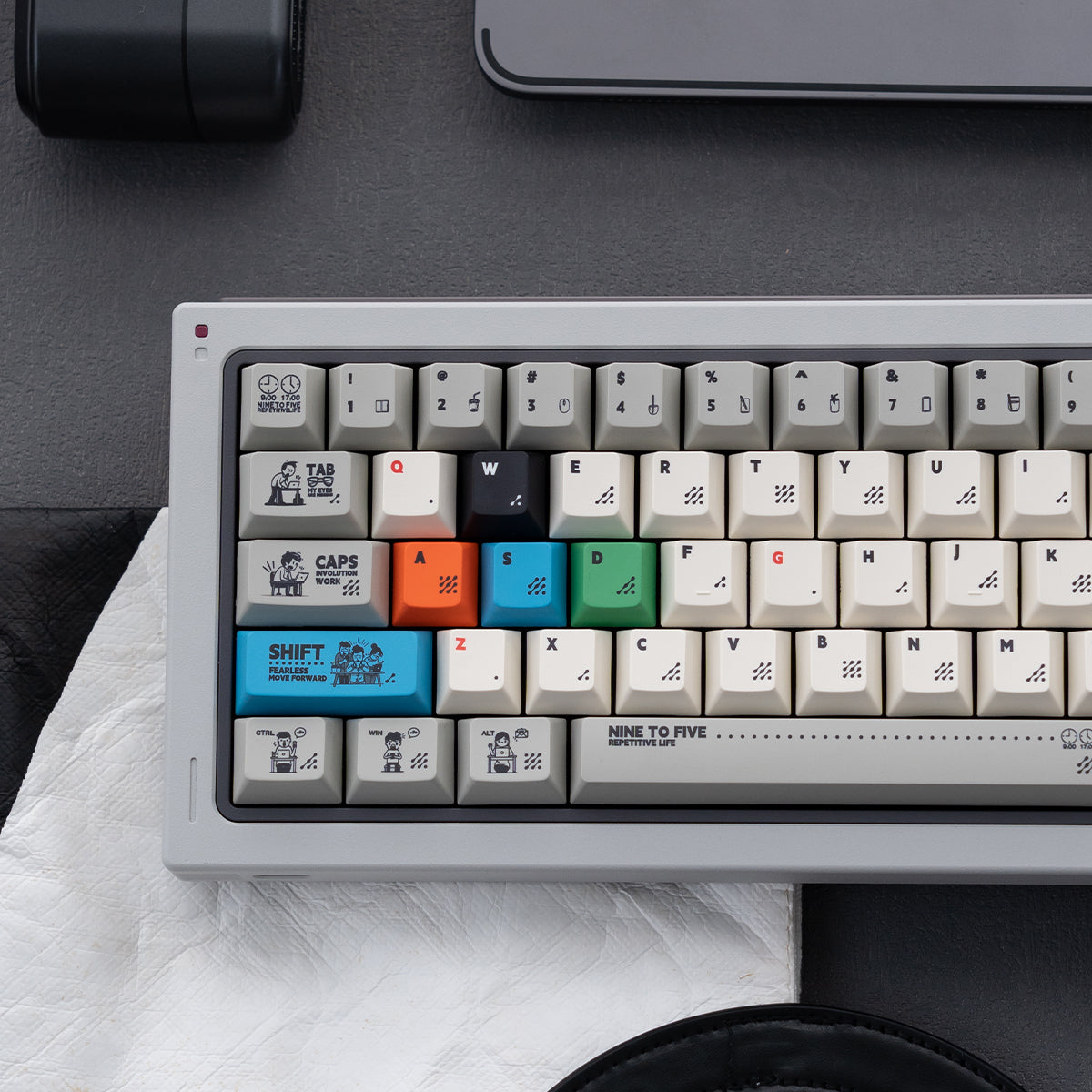 Early work and late return theme mechanical keyboard keycap complete set PBT heat sublimation original factory highly personalized keycap set