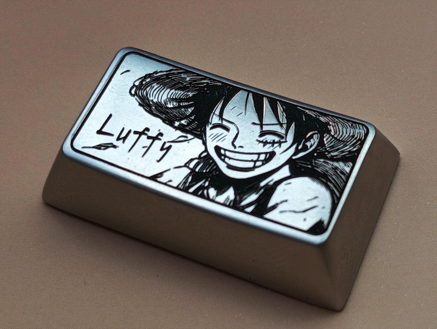 One Piece, Luffy Zinc Alloy Personalized Keycaps, 1U, 1.75U (caps) Metal Decorative Keycaps, Anime Game Character Peripheral Keycaps