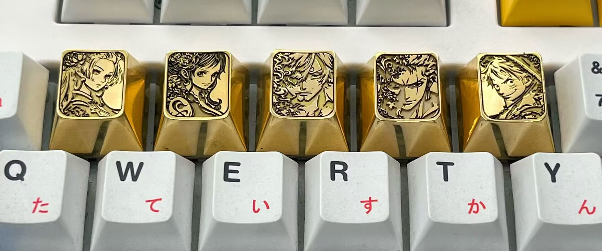 One Piece, brass personalized keycaps, metal keycaps around anime and game characters