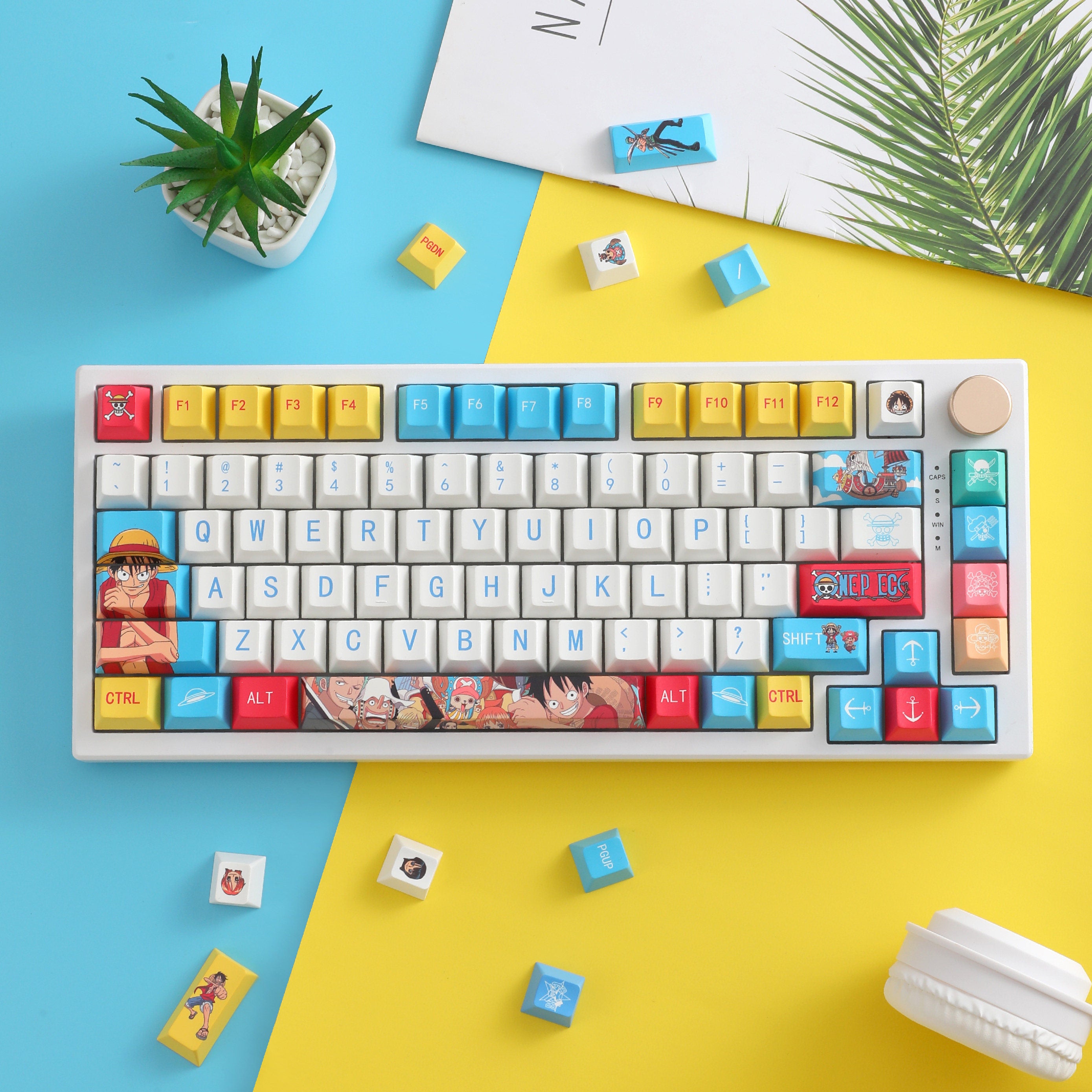 One Piece theme design, PBT material, sublimation process, large characters, personalized keycaps, mechanical keyboard decorative art keycaps