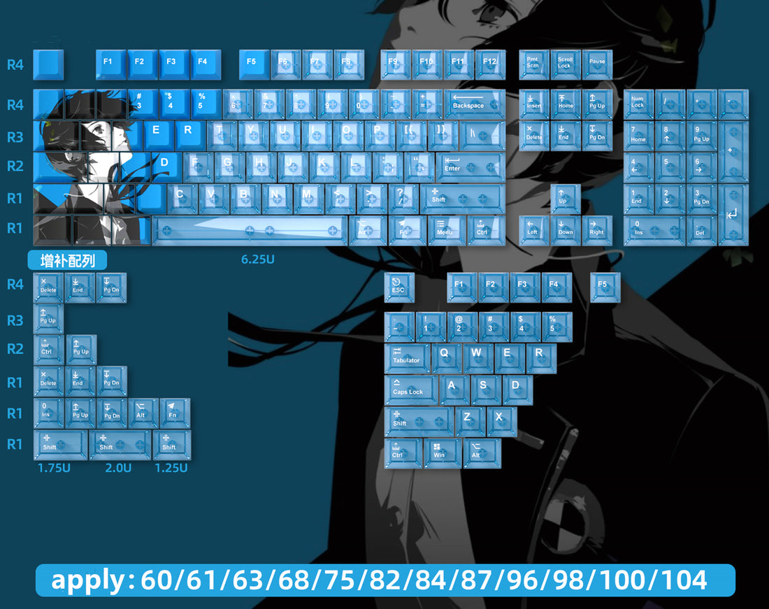 P5, Yuuki Makoto theme, gradient five sided sublimation OEM height PBT cartoon anime peripheral keycaps