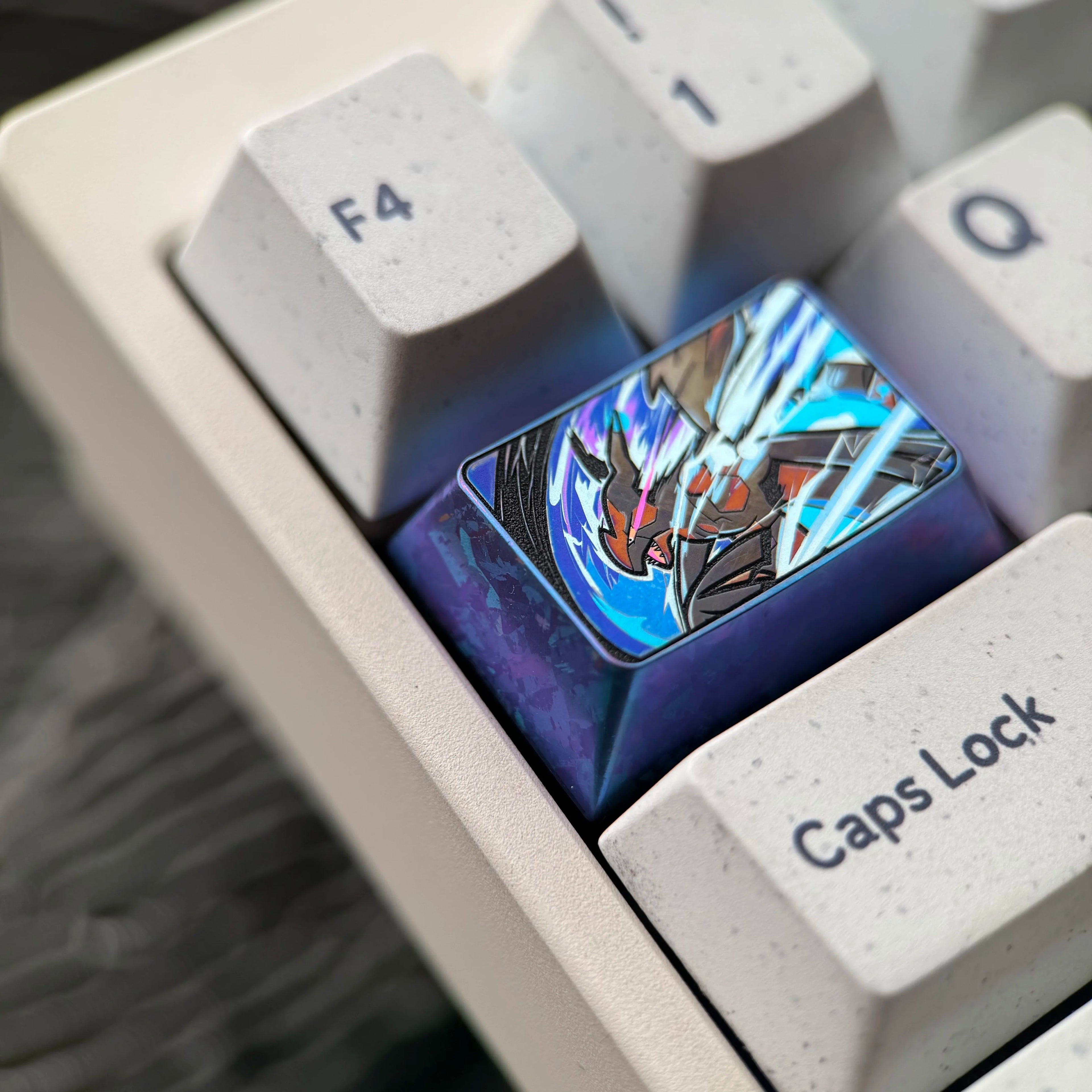 Pok é mon series, Zekrom theme, 1.5U titanium alloy personalized keycaps, anime metal keycaps, mechanical keyboard decorative keycaps
