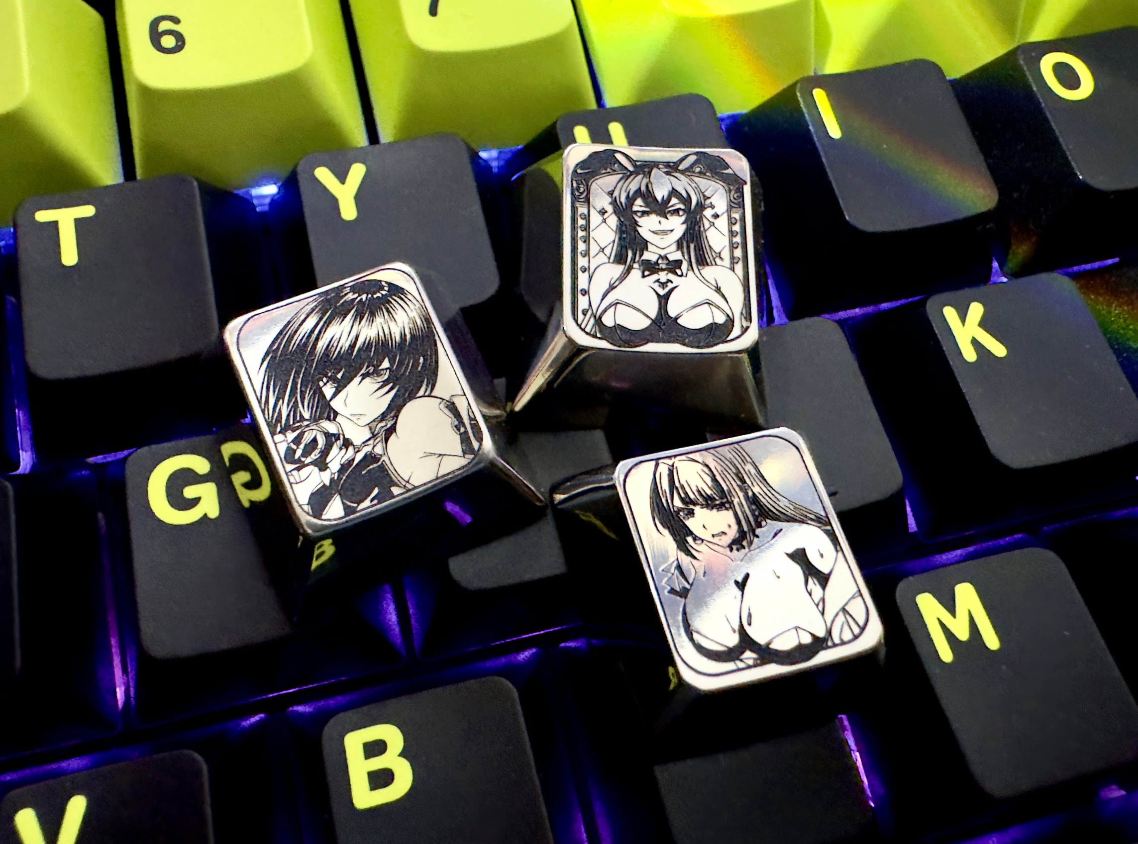 Three titanium alloy plain carvings