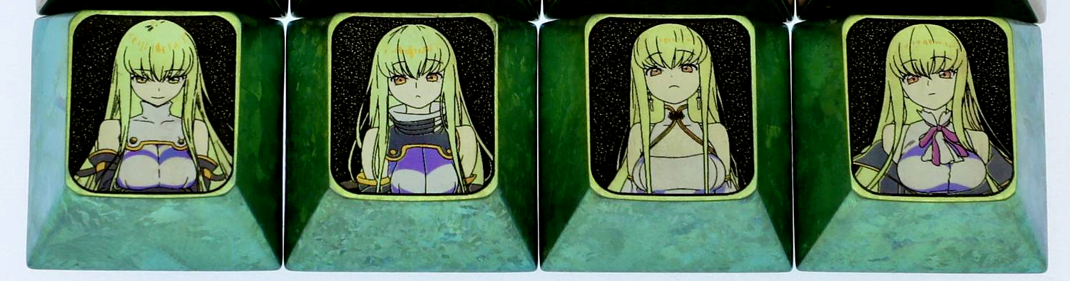 CODE GEASS Lelouch of the Rebellion,C.C., Directional key set with titanium alloy metal personalized keycaps, mechanical keyboard decorative keycaps.