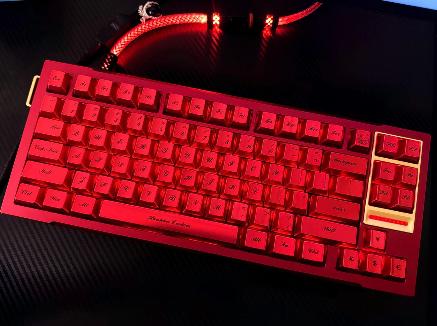 Metal electrophoretic red, floral font, metal set personalized keycap series.