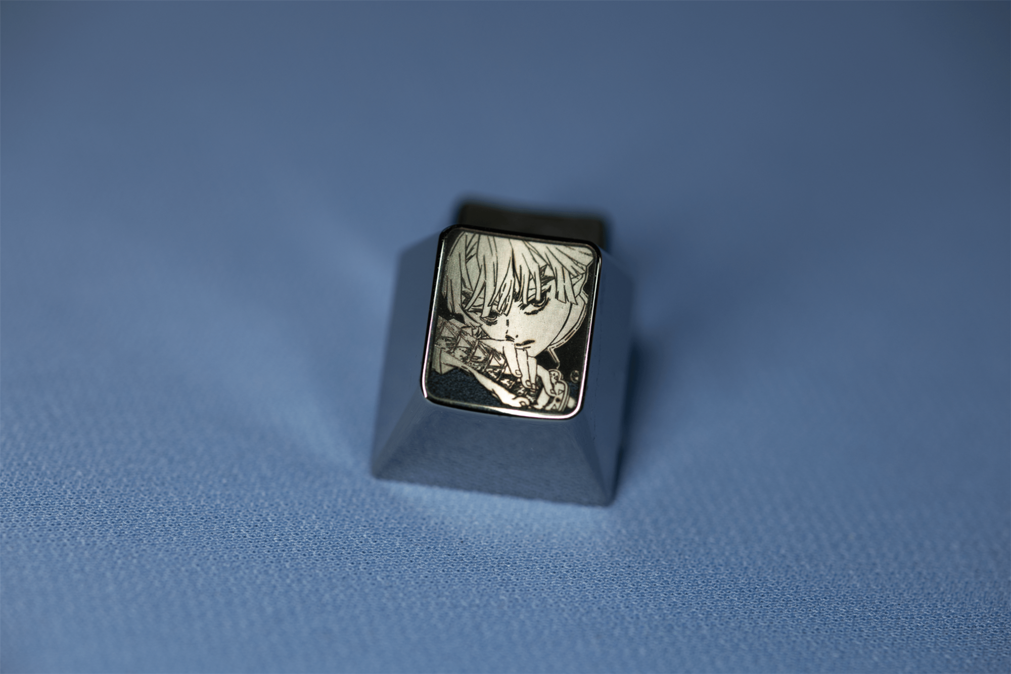 Demon Slayerseries,1U titanium alloy black and white carved personalized keycaps, keyboard decorative keycaps, anime character keycaps