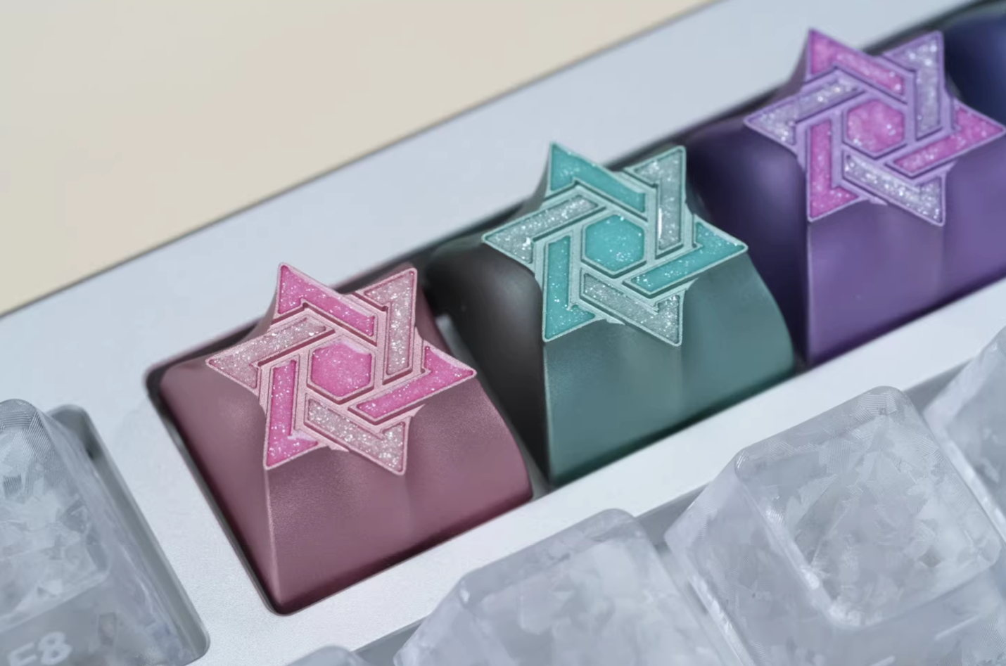 Hexagram star personalized keycap aluminum alloy CNC metal anode enamel color metal decorative keycap