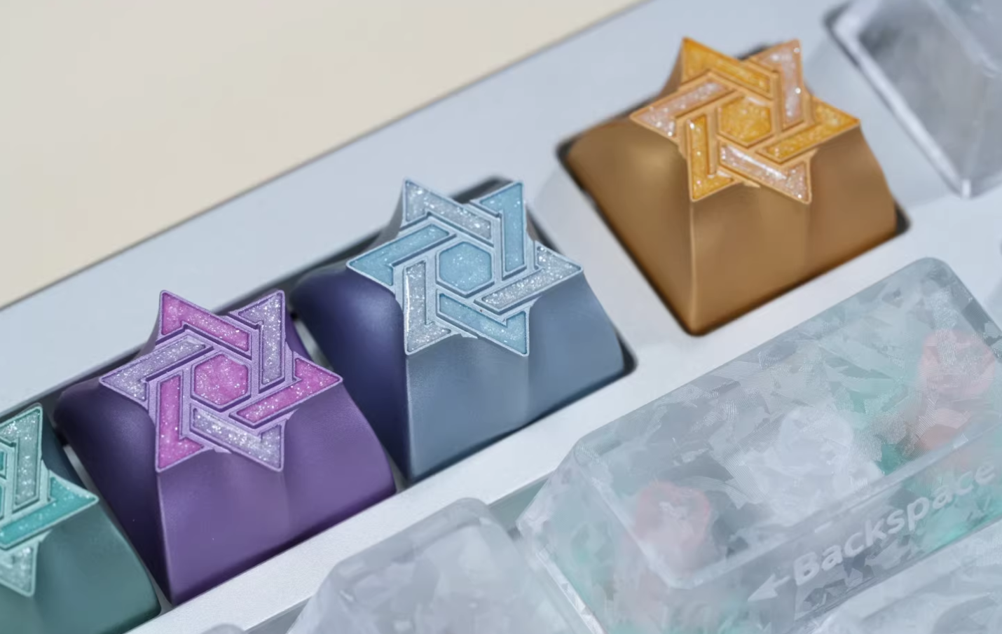 Hexagram star personalized keycap aluminum alloy CNC metal anode enamel color metal decorative keycap