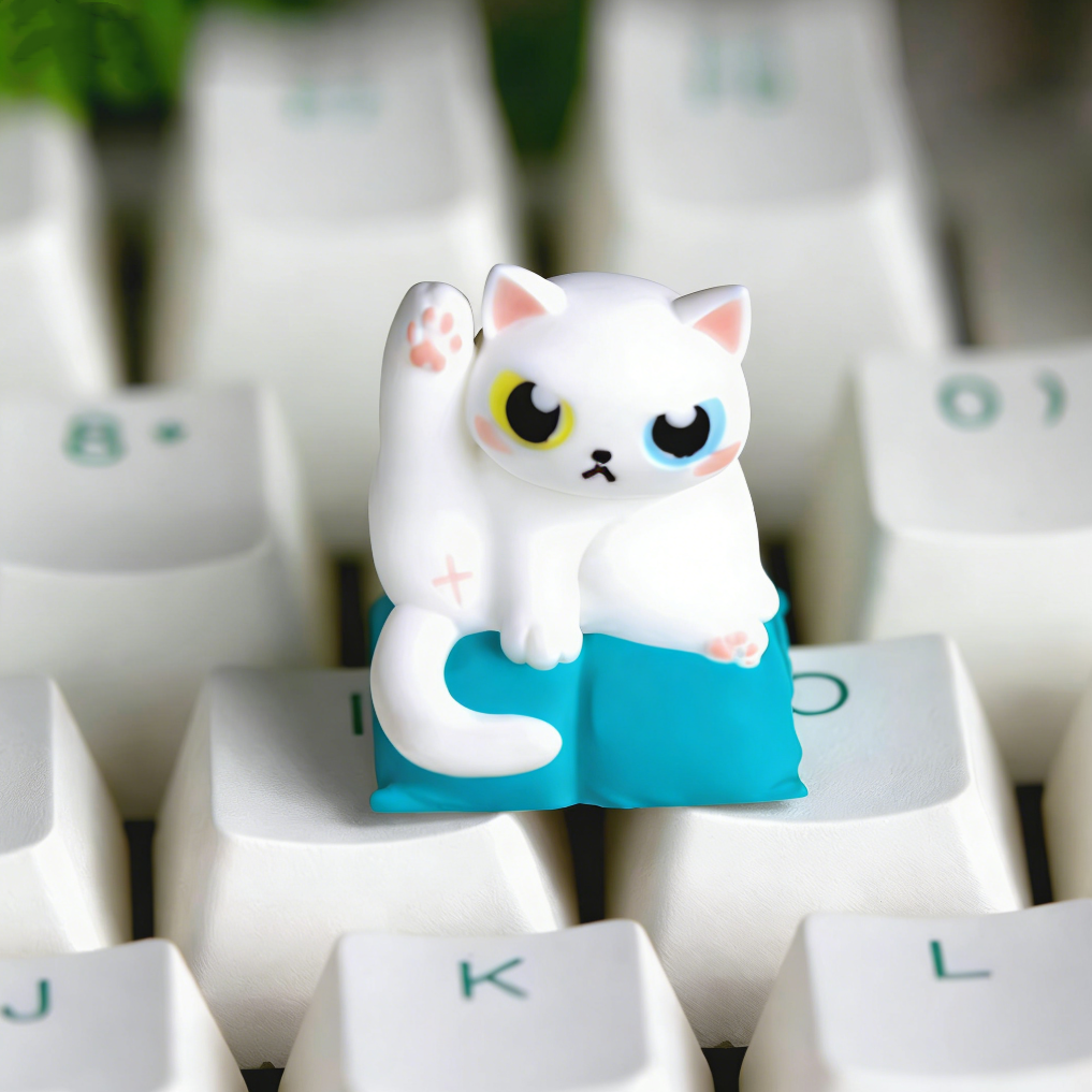 Shameful cat, multi-color resin personalized keycaps, blind box release, random styles, spoof style resin decorative keycaps