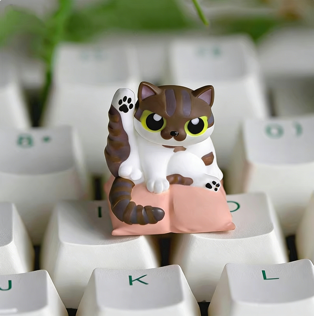 Shameful cat, multi-color resin personalized keycaps, blind box release, random styles, spoof style resin decorative keycaps