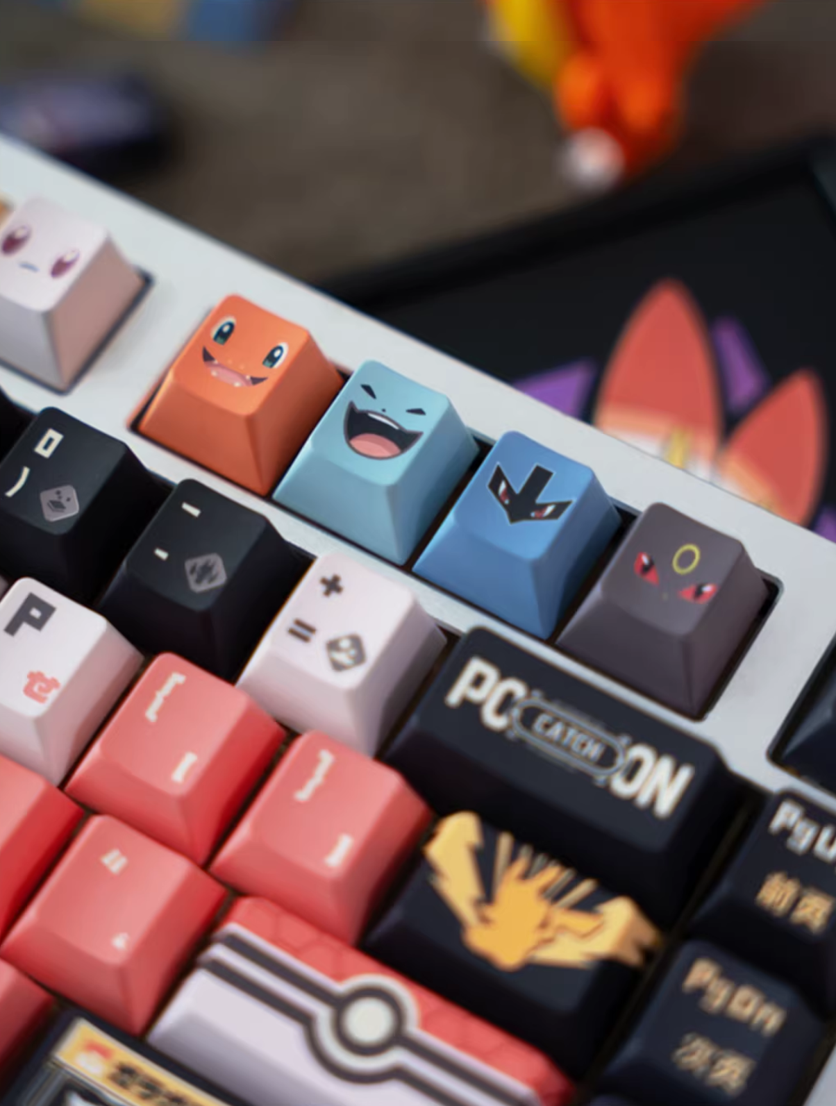 Pok é mon series keycap set, anime and game mechanical keyboard decoration keycap set, PBT material suitable for 61/64/68/75/84/87/104 key mechanical keyboards
